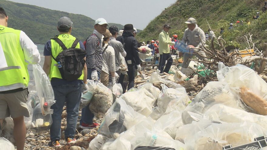 【長門市】大浦海岸で漂着ごみ一斉清掃